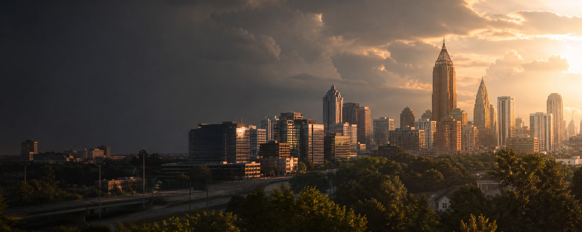 Atlanta skyline at golden hour