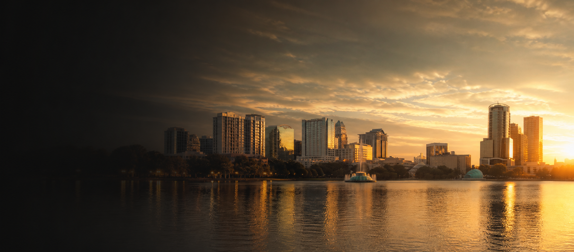 Orlando skyline at golden hour
